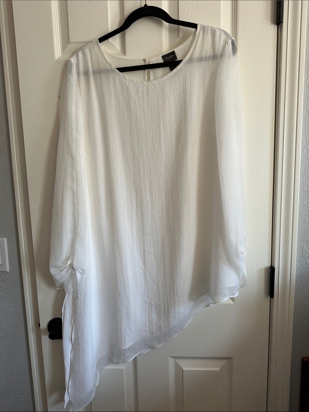 Chico’s Classic White Asymmetric Women's Blouse - Lightweight Long Sleeve Top
